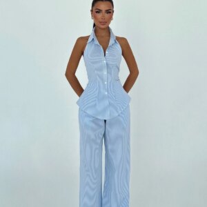 Striped Slim Fit Sleeveless Suit - Brand: EYYO ATELIER - Women & Kids, Baby Clothes Wholesale - TheBS Women