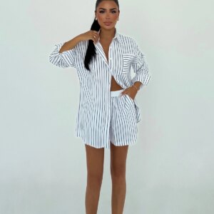 White Striped Oversized Fit Set - Brand: EYYO ATELIER - Women & Kids, Baby Clothes Wholesale - TheBS Women