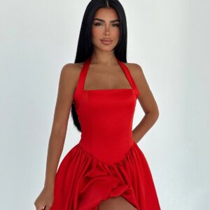 Fit And Flare Mini Dress With Halter Neck - Brand: EYYO ATELIER - Women & Kids, Baby Clothes Wholesale - TheBS Women