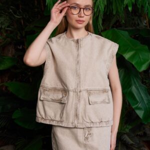 Oversize Denim Vest With Zipper - Brand: XLove - Women & Kids, Baby Clothes Wholesale - TheBS Women