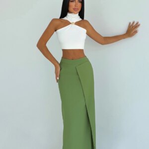 Green Elegant Formal Sexy Wrap Maxi Skirt - Brand: EYYO ATELIER - Women & Kids, Baby Clothes Wholesale - TheBS Women