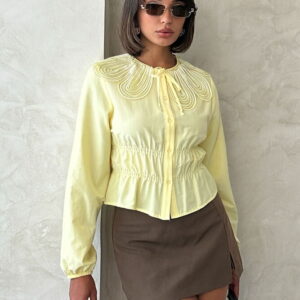 Fitted Casual Blouse With Long Straight Sleeves - Brand: Topshow - Women & Kids, Baby Clothes Wholesale - TheBS Women