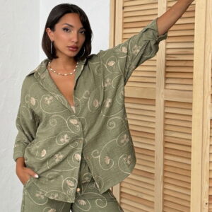 Green Floral Oversize Shirt - Brand: Topshow - Women & Kids, Baby Clothes Wholesale - TheBS Women