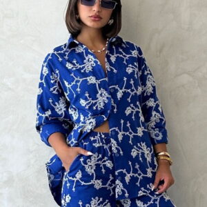 Blue Floral Casual Elegant Shirt - Brand: Topshow - Women & Kids, Baby Clothes Wholesale - TheBS Women
