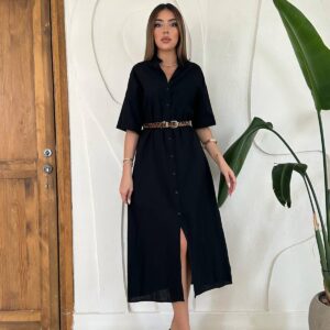 Linen Short Sleeve Dress - Brand: Elisa - Women & Kids, Baby Clothes Wholesale - TheBS Women