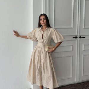 Balloon Sleeve Pleated Dress - Brand: Elisa - Women & Kids, Baby Clothes Wholesale - TheBS Women