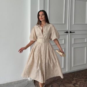 Balloon Sleeve Pleated Dress - Brand: Elisa - Women & Kids, Baby Clothes Wholesale - TheBS Women