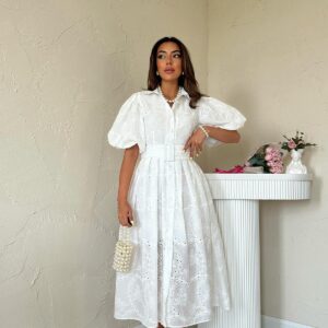 Balloon Sleeve Pleated Dress - Brand: Elisa - Women & Kids, Baby Clothes Wholesale - TheBS Women