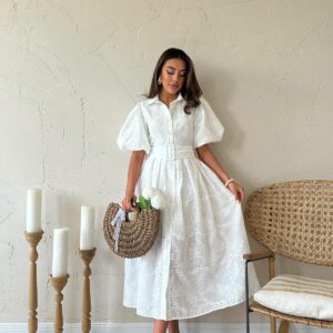 Balloon Sleeve Pleated Dress - Brand: Elisa - Women & Kids, Baby Clothes Wholesale - TheBS Women