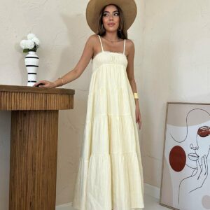 Strappy Striped Muslin Dress - Brand: Elisa - Women & Kids, Baby Clothes Wholesale - TheBS Women