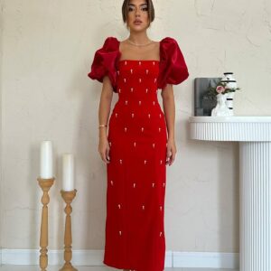 Embroidered Sleeve Garnish Dress - Brand: Elisa - Women & Kids, Baby Clothes Wholesale - TheBS Women