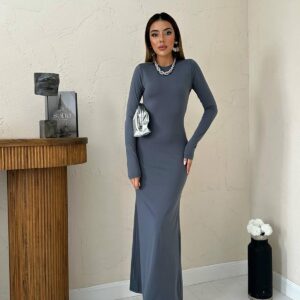 Bodycon Long Dress - Gray - Brand: Elisa - Women & Kids, Baby Clothes Wholesale - TheBS Women