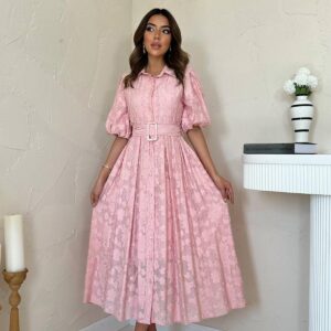 Belted Balloon Sleeve Dress - Brand: Elisa - Women & Kids, Baby Clothes Wholesale - TheBS Women