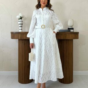 Belt Detailed Long Dress - Brand: Elisa - Women & Kids, Baby Clothes Wholesale - TheBS Women