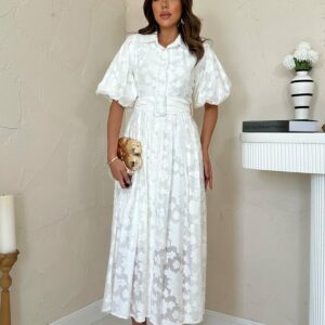 Belted Balloon Sleeve Dress - Brand: Elisa - Women & Kids, Baby Clothes Wholesale - TheBS Women