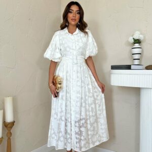 Belted Balloon Sleeve Dress - Brand: Elisa - Women & Kids, Baby Clothes Wholesale - TheBS Women