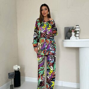 Digital Patterned Shirt And Pants Set - Multicolor - Brand: Elisa - Women & Kids, Baby Clothes Wholesale - TheBS Women