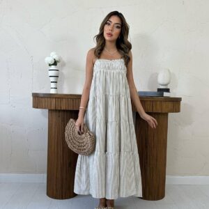 Strappy Piece Striped Mueslin Dress - Brand: Elisa - Women & Kids, Baby Clothes Wholesale - TheBS Women