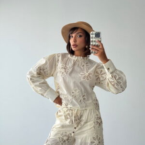 Beige Ethnic Floral Blouse - Brand: Topshow - Women & Kids, Baby Clothes Wholesale - TheBS Women