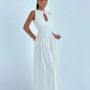 White Elegant Fit And Flare Dress - Brand: EYYO ATELIER - Women & Kids, Baby Clothes Wholesale - TheBS Women