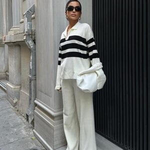 Striped Knitted Trouser Sweater Set - Brand: Sobe Istanbul - Women & Kids, Baby Clothes Wholesale - TheBS Women