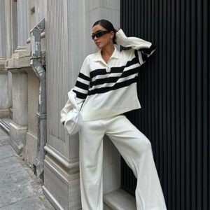 Striped Knitted Trouser Sweater Set - Brand: Sobe Istanbul - Women & Kids, Baby Clothes Wholesale - TheBS Women