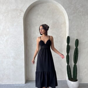 Linen Strap V-Neck Floor Length Dress - Brand: Topshow - Women & Kids, Baby Clothes Wholesale - TheBS Women