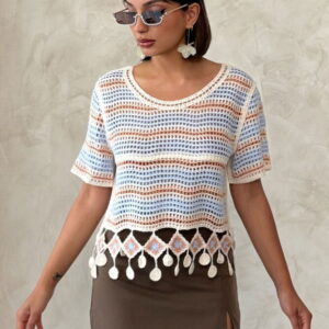 Net Blouse With Pompoms - Brand: Topshow - Women & Kids, Baby Clothes Wholesale - TheBS Women