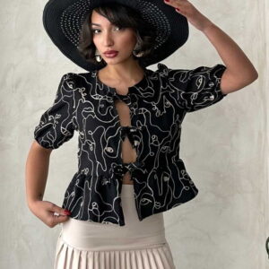 Front Tie Embroidered Blouse - Brand: Topshow - Women & Kids, Baby Clothes Wholesale - TheBS Women