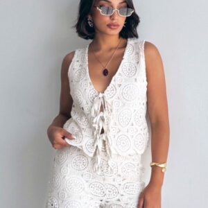 Lace Vest With Front Tie - Raw - Brand: Topshow - Women & Kids, Baby Clothes Wholesale - TheBS Women