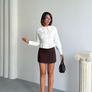 White Elegant Fitted Blouse With Long Sleeves - Brand: Topshow - Women & Kids, Baby Clothes Wholesale - TheBS Women