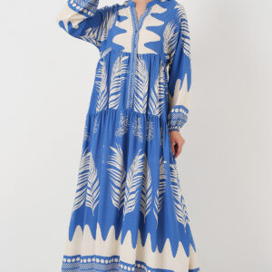 Blue Ethnic Smock Dress With Floral Pattern - Brand: Bigdart - Women & Kids, Baby Clothes Wholesale - TheBS Women