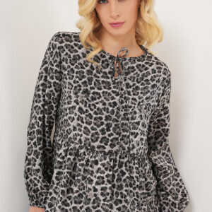 Grey Leopard Print Casual Streetwear Blouse - Brand: Bigdart - Women & Kids, Baby Clothes Wholesale - TheBS Women