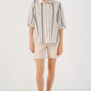 White Striped Casual Shirt With Notched Neck - Brand: Bigdart - Women & Kids, Baby Clothes Wholesale - TheBS Women