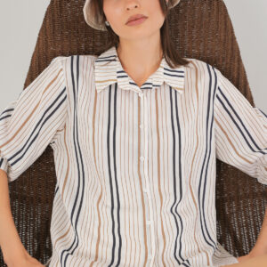 White Striped Casual Shirt With Notched Neck - Brand: Bigdart - Women & Kids, Baby Clothes Wholesale - TheBS Women