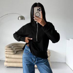 Zipper And Stitch Detailed Sweatshirt - Brand: Black Fashion - Women & Kids, Baby Clothes Wholesale - TheBS Women