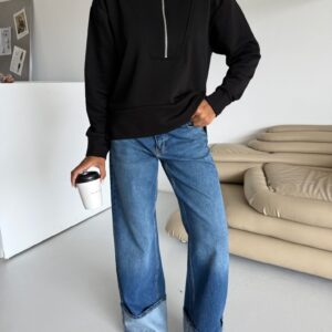 Zipper And Stitch Detailed Sweatshirt - Brand: Black Fashion - Women & Kids, Baby Clothes Wholesale - TheBS Women