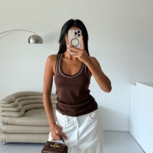 Biye Detail Halter Collar Blouse - Brown - Brand: Black Fashion - Women & Kids, Baby Clothes Wholesale - TheBS Women