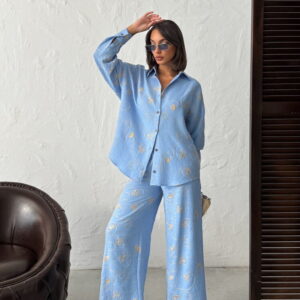 Floral Oversized Fit Shirt With Notched Neck - Brand: Topshow - Women & Kids, Baby Clothes Wholesale - TheBS Women