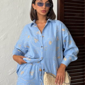 Floral Oversized Fit Shirt With Notched Neck - Brand: Topshow - Women & Kids, Baby Clothes Wholesale - TheBS Women