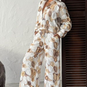 Beige Marble Casual Buttoned Shirt With Shawl Collar - Brand: Topshow - Women & Kids, Baby Clothes Wholesale - TheBS Women