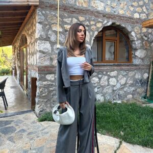 Striped Hooded Jacket - Grey - Brand: Elisa - Women & Kids, Baby Clothes Wholesale - TheBS Women