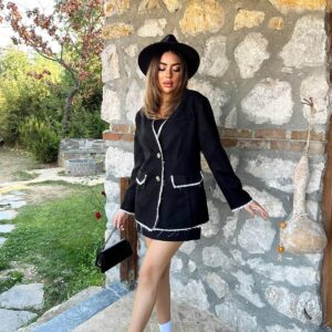 Striped Lined Garnished Suede Jacket - Brand: Elisa - Women & Kids, Baby Clothes Wholesale - TheBS Women