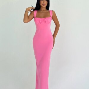 Bodycon Dress With Square Neck And Cap Sleeves - Brand: EYYO ATELIER - Women & Kids, Baby Clothes Wholesale - TheBS Women