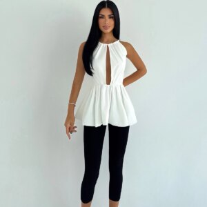 Sexy Elegant Fitted Halter Neck Crop Top - Brand: EYYO ATELIER - Women & Kids, Baby Clothes Wholesale - TheBS Women