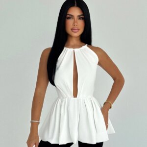 Sexy Elegant Fitted Halter Neck Crop Top - Brand: EYYO ATELIER - Women & Kids, Baby Clothes Wholesale - TheBS Women