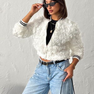 White Bomber Jacket - Brand: Topshow - Women & Kids, Baby Clothes Wholesale - TheBS Women