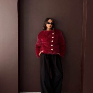 Fur Elegant Buttoned Long Sleeve Jacket - Brand: Topshow - Women & Kids, Baby Clothes Wholesale - TheBS Women