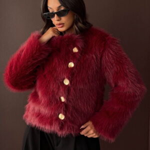 Fur Elegant Buttoned Long Sleeve Jacket - Brand: Topshow - Women & Kids, Baby Clothes Wholesale - TheBS Women
