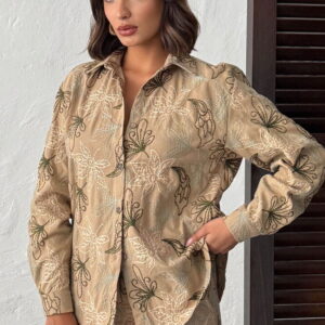 Beige Casual Ethnic Floral Shirt - Brand: Topshow - Women & Kids, Baby Clothes Wholesale - TheBS Women